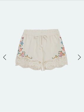 Sea New York Cream Embroidered Lace-Trim Kids Shorts